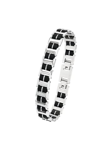 Amor Armband Edelstahl, Kautschuk in Schwarz