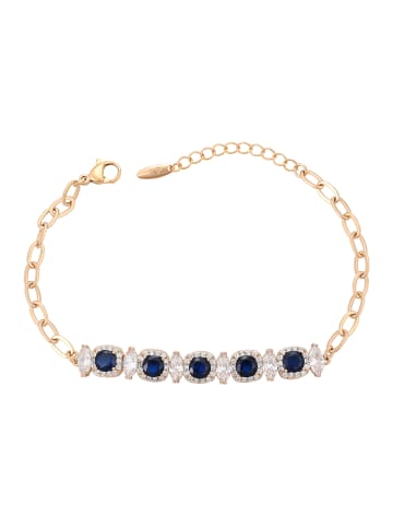 faina Women Crystal-Studded Chain Link Bracelet in Rose Gold Navy