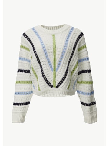 comma CI Strickpullover langarm in Mehrfarbig-weiß