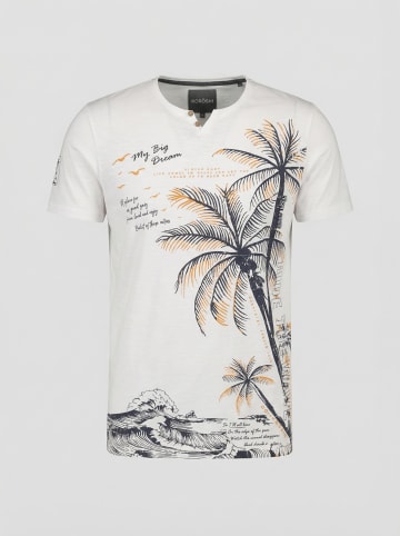 KOROSHI Baumwolle druck-emb henley t-shirt sommer in weiß