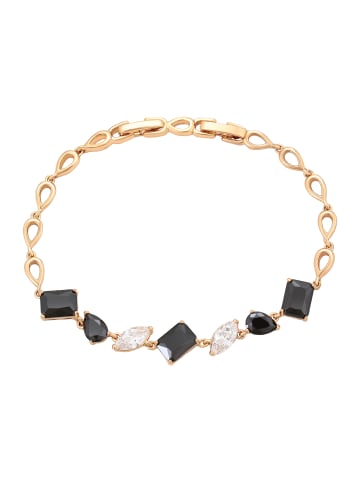 faina Women Crystal-Studded Link Bracelet in Rose Gold Black