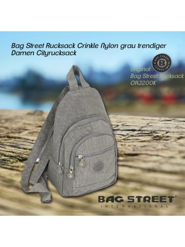 Bag Street Cityrucksack, Freizeitrucksack Nylon grau ca. 21cm breit ca. 35cm hoch