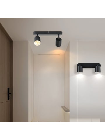 ZMH Deckenleuchte in schwarz 2-flammige GU10 Moderne schwenkbar Flurlampe L 26.5 cm