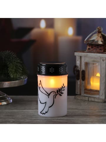 MARELIDA LED Grabkerze Grablicht Taube bis 2500 Std. H: 12cm in weiß, schwarz