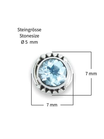 mantraroma 925er Silber - Ohrstecker (L) 7 x (B) 7 mm mit Blau Topas facettiert