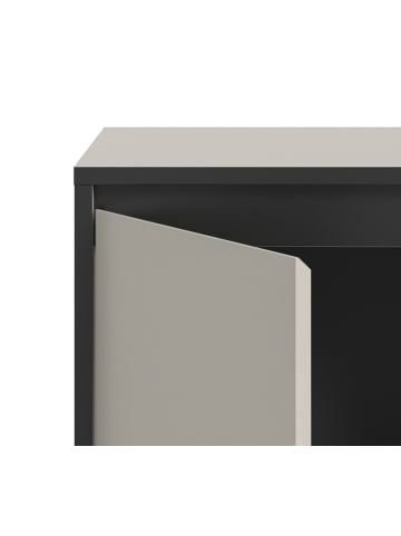 Inn.Furn Kommode Sand / Kaschmit mit schwarz, 2-türiges Sideboard mit 4 Fächern 92 cm