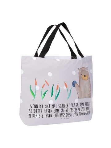 Mr. & Mrs. Panda Strandtasche Otter Stein mit Spruch in Grau Pastell