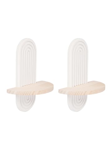 relaxdays 2 x Wandregal in Weiß/ Natur - (B)21,5 x (H)30 x (T)12 cm