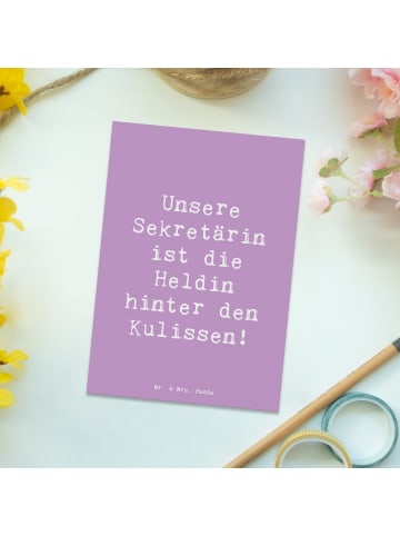 Mr. & Mrs. Panda Postkarte Spruch Sekretärin Heldin mit Spruch in Lavendeltraum