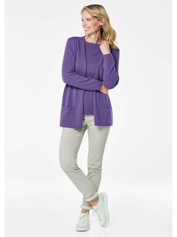 GOLDNER Kaschmirstrickjacke Langarm Feinstrick-Cardigan in lila