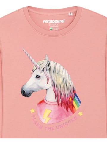 wat? Apparel Sweatshirt Flash, the unicorn in Canyon Pink