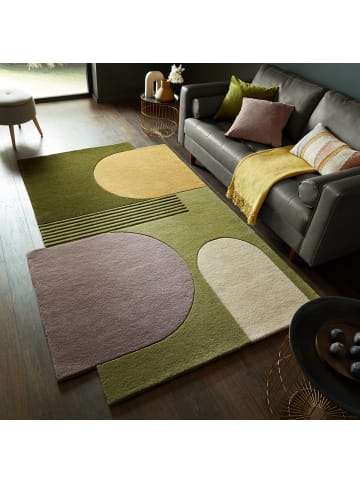 KADIMA DESIGN Wollteppich modern, abstrakt, rutschfest, Teppich 100% Wolle in Grün