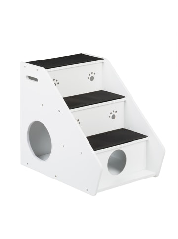 relaxdays Hundetreppe in Weiß/ Schwarz - (B)42 x (H)52,5 x (T)60 cm
