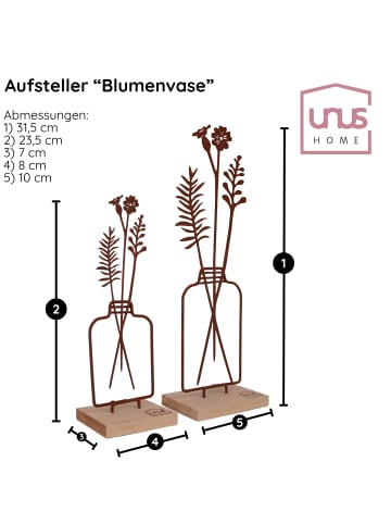 UNUS Aufsteller Blumenvase 2er Set in Rost