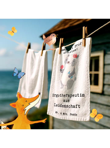 Mr. & Mrs. Panda Handtuch Ergotherapeutin Leidenschaft mit Spruch in Weiß