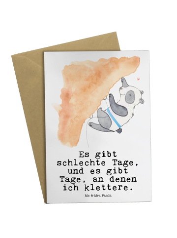 Mr. & Mrs. Panda Grußkarte Panda Klettern mit Spruch in Weiß