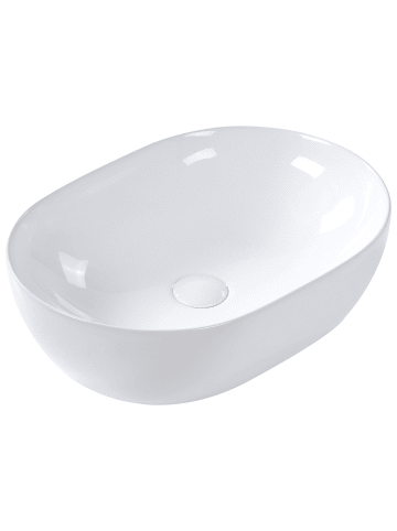 Beliani Waschbecken OMOA in Weiß - (W) 48 x (H) 14 x (L) 34 cm