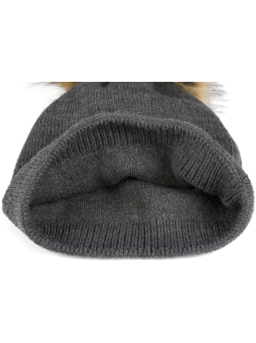 styleBREAKER Strick Bommelmütze in Dunkelgrau