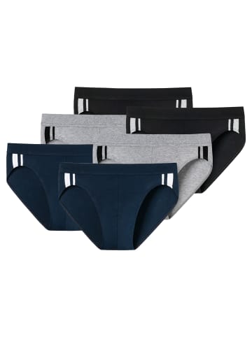 Schiesser Slip 6er Pack in Schwarz/Grau/Dunkelblau