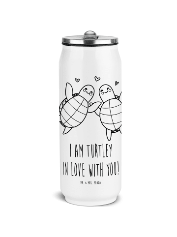 Mr. & Mrs. Panda Wasserflasche Schildkröten Paar mit Spruch in Weiß