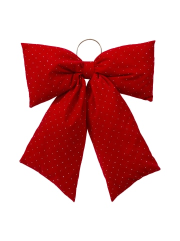 Atmosphera Créateur d'intérieur Gestickte Weihnachtsbaum-Schleife mit Pailletten BLINK in Rot, 4 x 46 x 38 cm