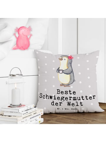 Mr. & Mrs. Panda Sofakissen Pinguin Beste Schwiegermutter der We... in Grau Pastell