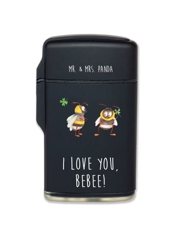 Mr. & Mrs. Panda Feuerzeug Bienen Paar mit Spruch in Schwarz