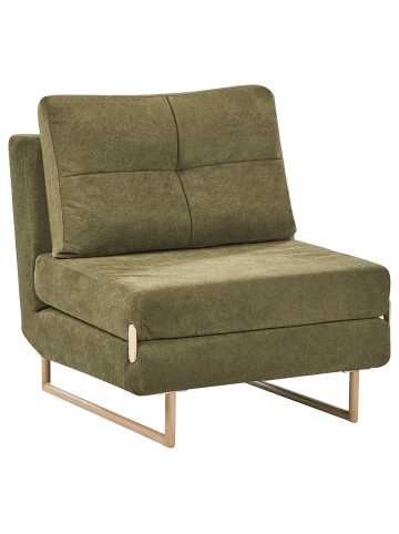 Beliani Einzelsofa JERSLEV in Grün/Braun - (W) 79 x (H) 87 x (L) 84 cm