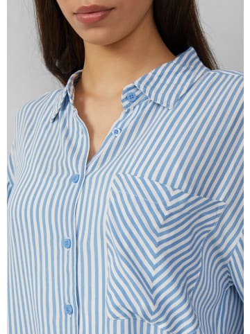 QS Bluse langarm in Blau-weiß