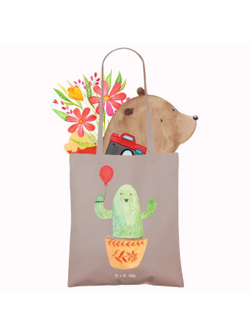 Mr. & Mrs. Panda Uni Tasche Kaktus Luftballon ohne Spruch in Braun Pastell