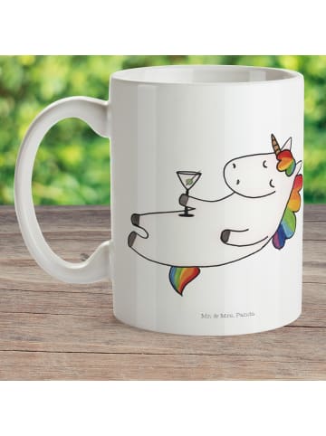 Mr. & Mrs. Panda Mehrwegbecher Einhorn Blümchentail ohne Spruch in Weiß