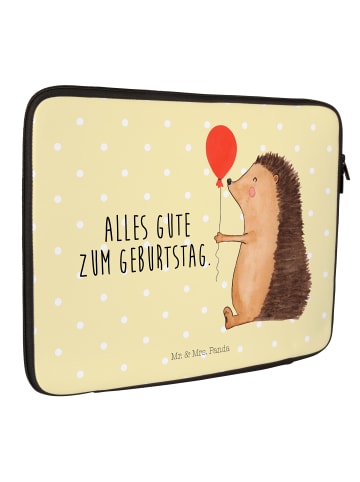 Mr. & Mrs. Panda Notebook Tasche Igel Luftballon mit Spruch in Gelb Pastell