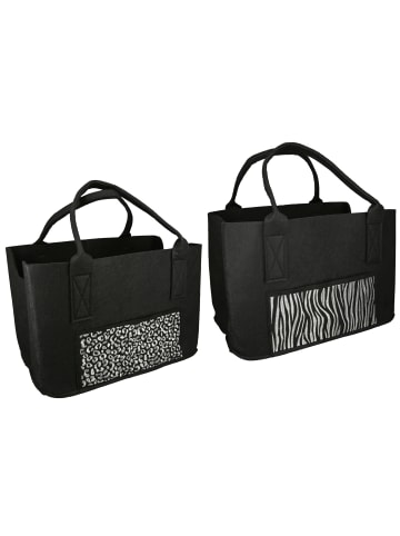 GMD Living 2er Set Filztasche Safarimuster in Schwarz