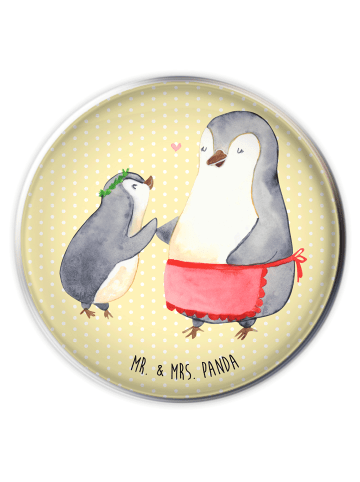 Mr. & Mrs. Panda Stöpsel Waschbecken Pinguin mit Kind ohne Spruch in Gelb Pastell