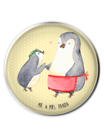 Mr. & Mrs. Panda Waschbecken Stöpsel Pinguin mit Kind ohne Spruch in Gelb Pastell