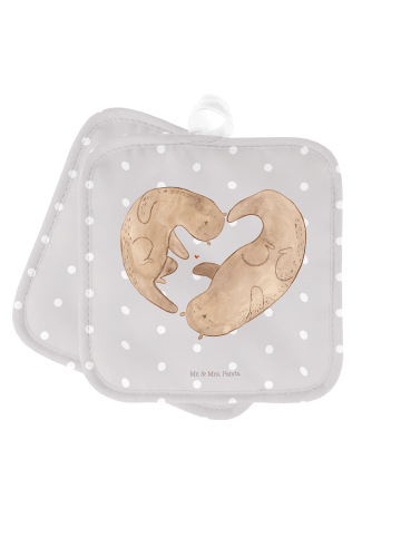 Mr. & Mrs. Panda Topfuntersetzer Otter Herz ohne Spruch in Grau Pastell