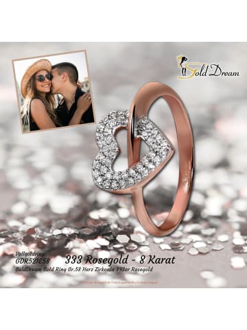 GoldDream 333 Rosegold - 8 Karat Damen Ringe Herz Fingerring  58 (18,5)