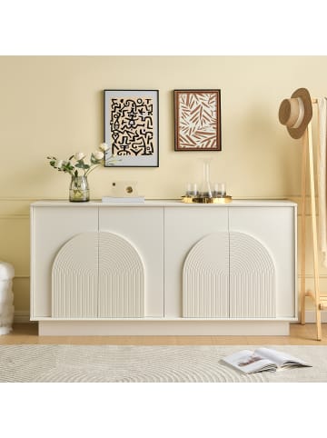 ABRIHOME Sideboard mit Gewölbten Türen Elegante und funktionale in Weiß