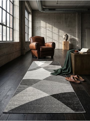 KADIMA DESIGN Teppich Niederflor Abstrakt pflegeleicht Wohnzimmer Flur Esszimmer in Grau