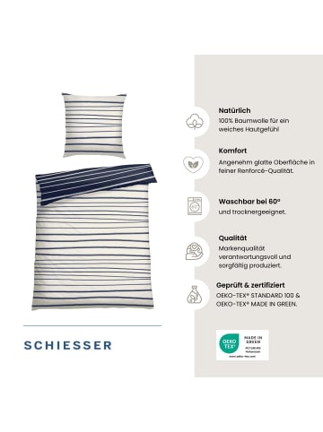 Schiesser Renforcé-Bettwäsche-Set Wesley in Blau