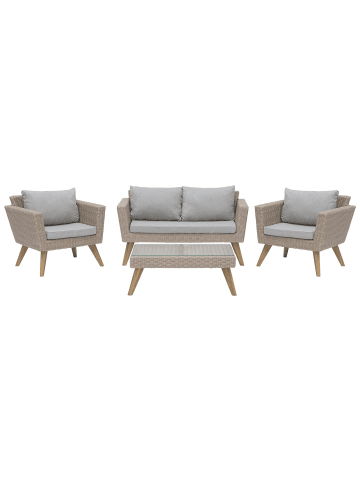 Beliani 4-tlg Sitzgruppe VITTORIA in /Grau/Beige