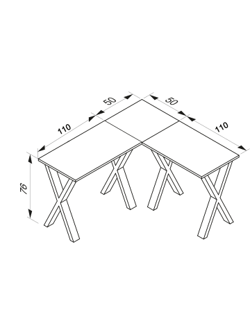 VCM  X Schreibtisch Eckschreibtisch L Form 160x130x50 in Weiß / Sonoma-Eiche