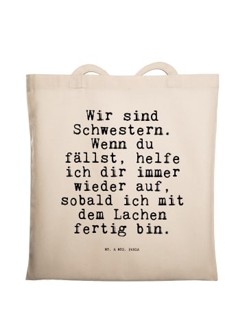 Mr. & Mrs. Panda Beutel Wir sind Schwestern. Wenn... mit Spruch in Creme