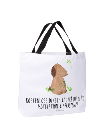 Mr. & Mrs. Panda Strandtasche Hund Kleeblatt mit Spruch in Weiß