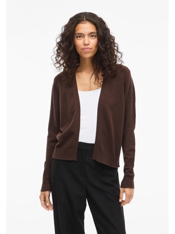 Vila Kurzer Feinstrick Cardigan Weiche Strickjacke VIRIL in Braun-4