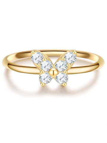 Glanzstücke München Ring Schmetterling aus Sterling Silber mit Zirkonia in gelbgold