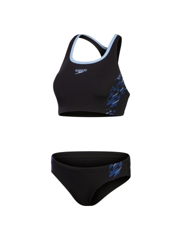 Speedo Placement Bikini zweiteiler Badeanzug in Schwarz-Türkis