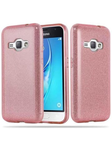 cadorabo Hülle für Samsung Galaxy J1 2016 Glitzer Design in STERNENSTAUB PINK