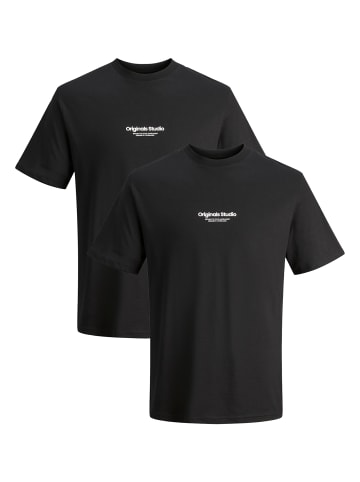 Jack & Jones 2-er Set Logo T-Shirt Kurzarm Shirt JORVESTERBRO in Schwarz-2
