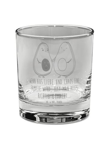 Mr. & Mrs. Panda Whisky Tumbler Avocado Pärchen mit Spruch in Transparent
